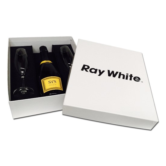 Customised Gift Box for One Wine Bottle with Two Glasses